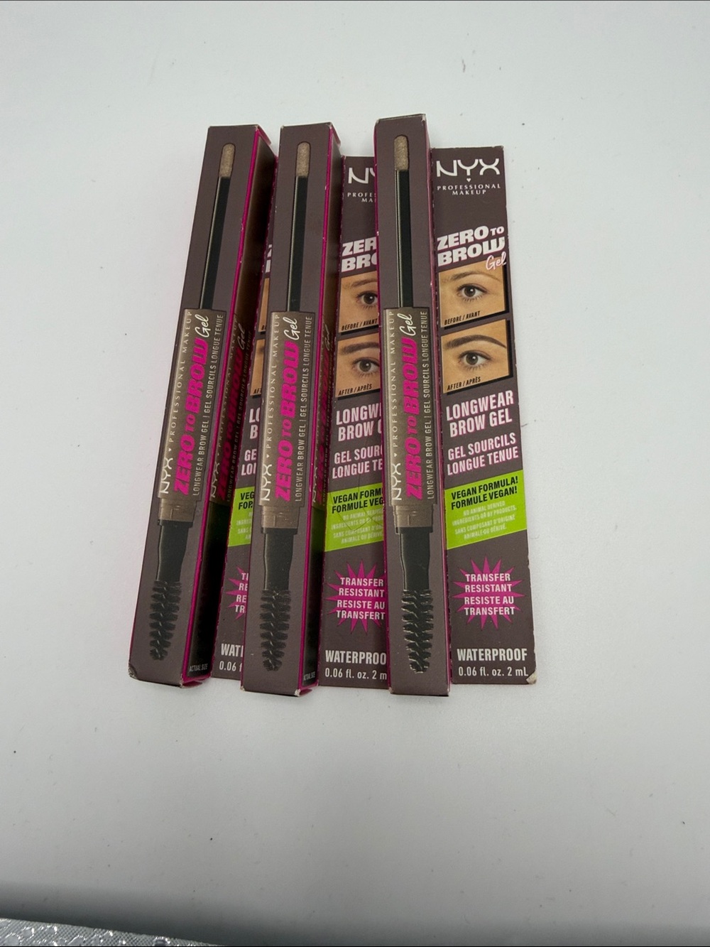 NYX Zero to Brow Longwear Brow Gel - Ash Brown (Pack of 3)